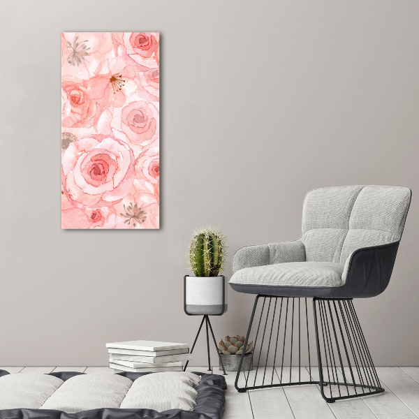 Cuadro de cristal moderno efecto brillo vertical Patrón floral