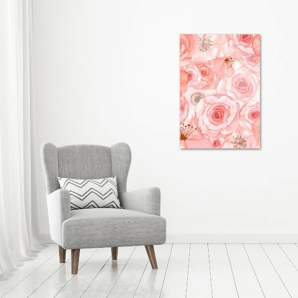 Cuadro de cristal moderno efecto brillo vertical Patrón floral