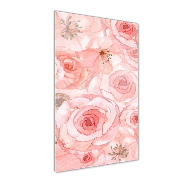 Cuadro de cristal moderno efecto brillo vertical Patrón floral