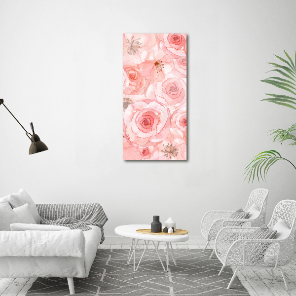 Cuadro de cristal moderno efecto brillo vertical Patrón floral
