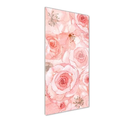 Cuadro de cristal moderno efecto brillo vertical Patrón floral