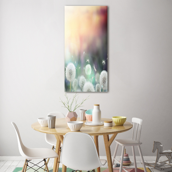 Fotocuadro de cristal elegante para hogar vertical Dientes de león