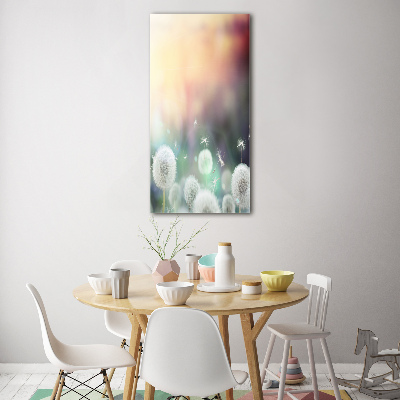 Fotocuadro de cristal elegante para hogar vertical Dientes de león
