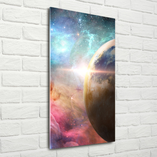 Cuadro decorativo en cristal con canto pulido vertical Galaxia