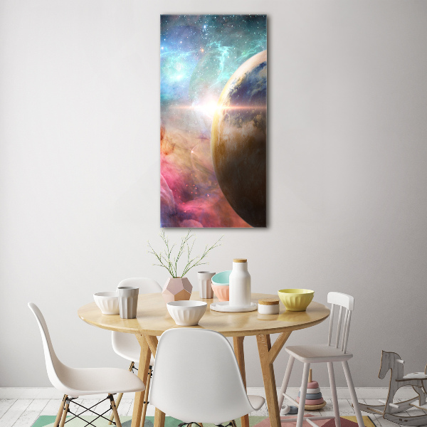 Cuadro decorativo en cristal con canto pulido vertical Galaxia