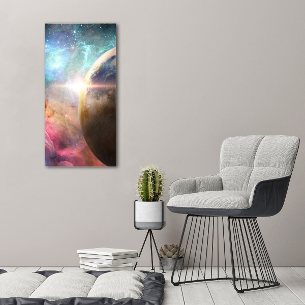 Cuadro decorativo en cristal con canto pulido vertical Galaxia