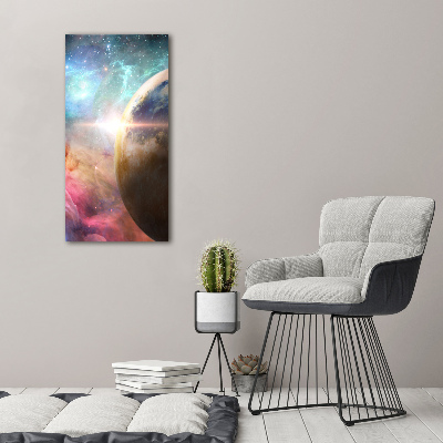 Cuadro decorativo en cristal con canto pulido vertical Galaxia