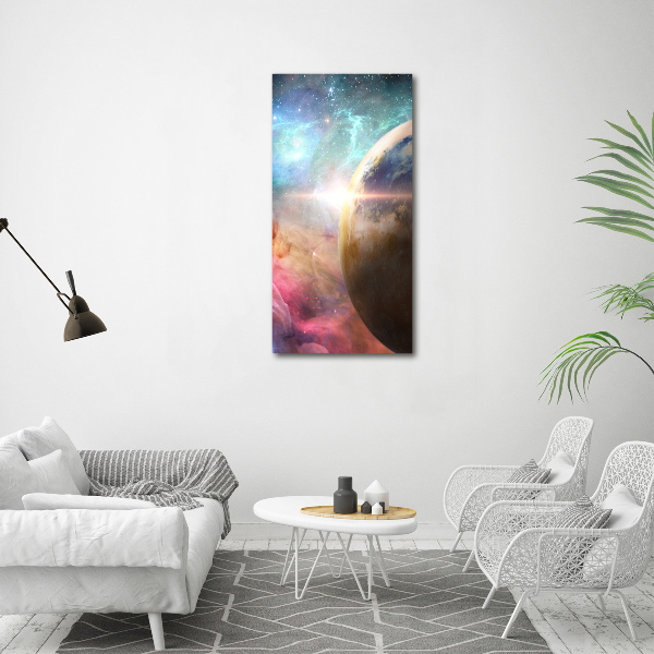 Cuadro decorativo en cristal con canto pulido vertical Galaxia