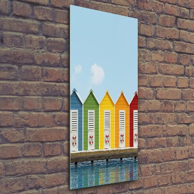 Fotocuadro de cristal elegante para hogar vertical Cabañas de playa