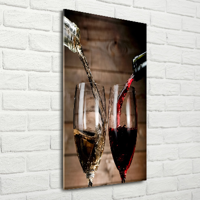 Fotocuadro de cristal elegante para hogar vertical Vino en copas