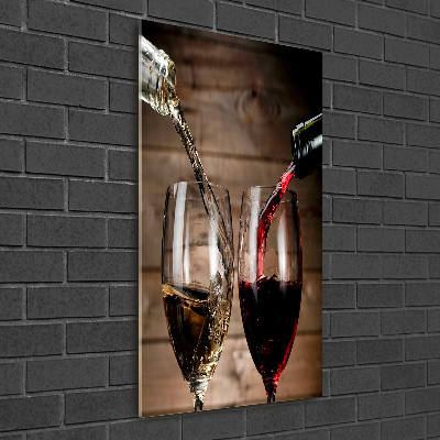 Fotocuadro de cristal elegante para hogar vertical Vino en copas