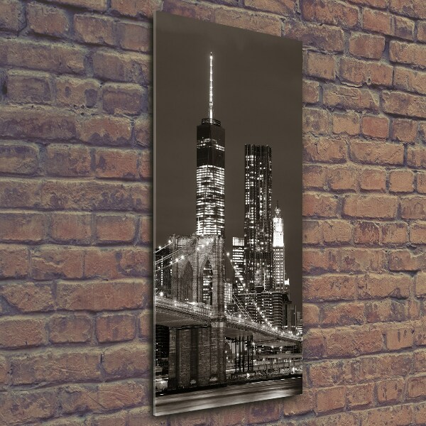 Cuadro de cristal moderno efecto brillo vertical Manhattan Nueva York