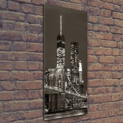 Cuadro de cristal moderno efecto brillo vertical Manhattan Nueva York