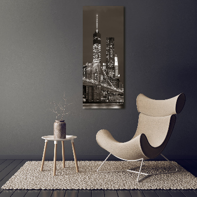 Cuadro de cristal moderno efecto brillo vertical Manhattan Nueva York