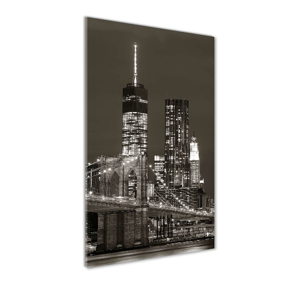 Cuadro de cristal moderno efecto brillo vertical Manhattan Nueva York