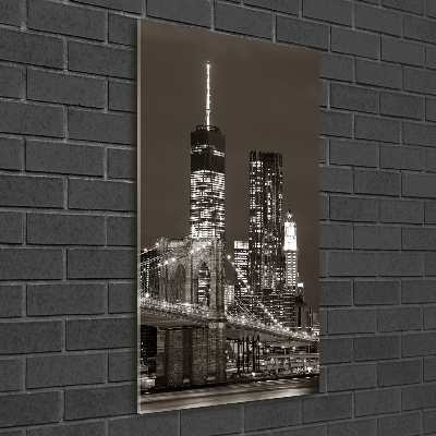 Cuadro de cristal moderno efecto brillo vertical Manhattan Nueva York