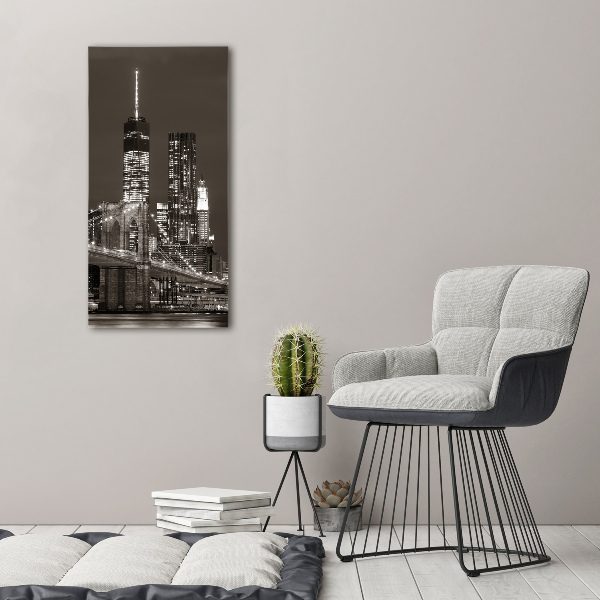 Cuadro de cristal moderno efecto brillo vertical Manhattan Nueva York
