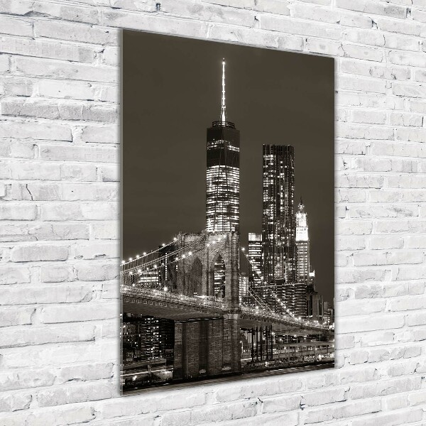 Cuadro de cristal moderno efecto brillo vertical Manhattan Nueva York