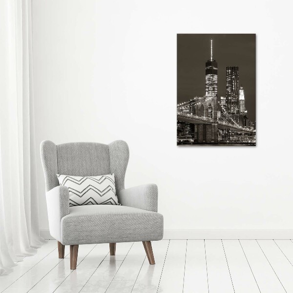 Cuadro de cristal moderno efecto brillo vertical Manhattan Nueva York