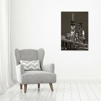Cuadro de cristal moderno efecto brillo vertical Manhattan Nueva York