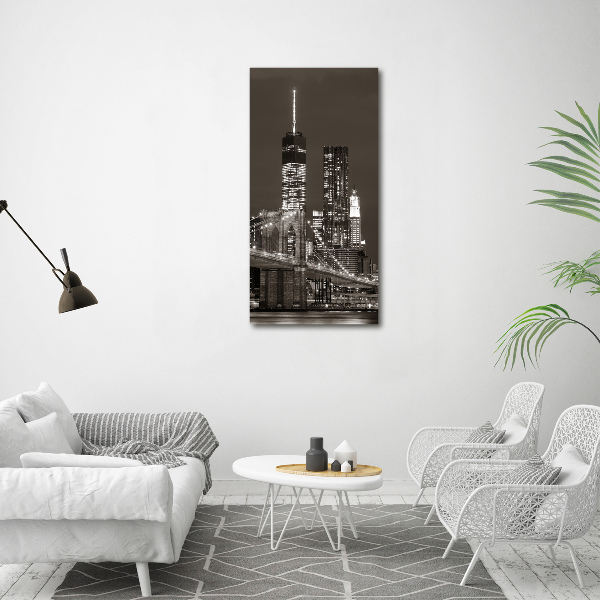 Cuadro de cristal moderno efecto brillo vertical Manhattan Nueva York