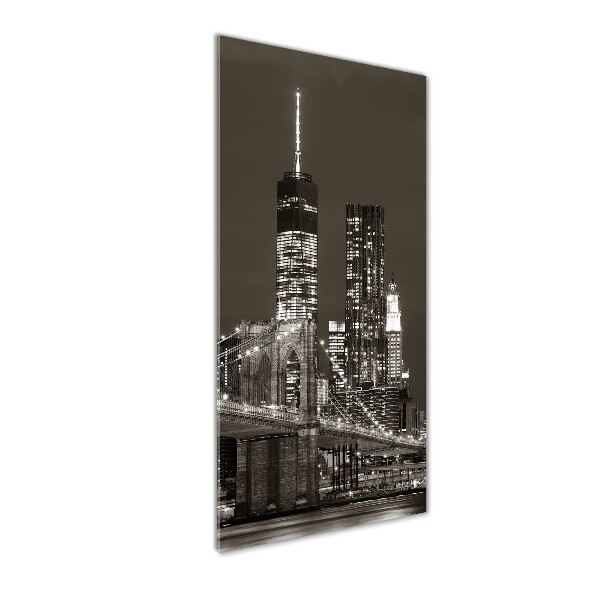 Cuadro de cristal moderno efecto brillo vertical Manhattan Nueva York