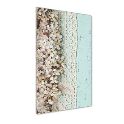 Cuadro de vidrio templado 4mm para pared vertical flores de cerezo