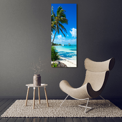 Cuadro decorativo en cristal con canto pulido vertical Playa tropical