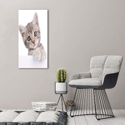 Fotocuadro de cristal elegante para hogar vertical gato gris