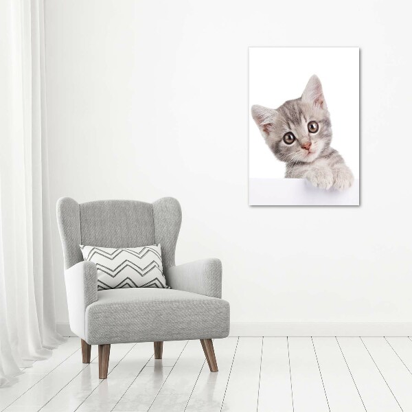 Fotocuadro de cristal elegante para hogar vertical gato gris