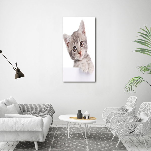Fotocuadro de cristal elegante para hogar vertical gato gris