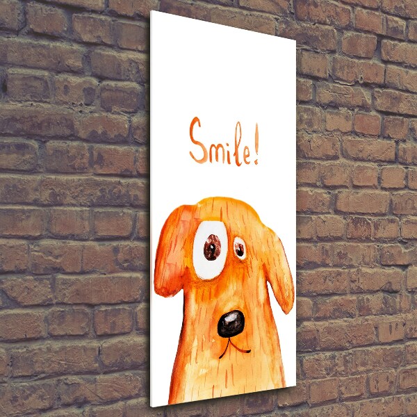 Cuadro de cristal moderno efecto brillo vertical Perro