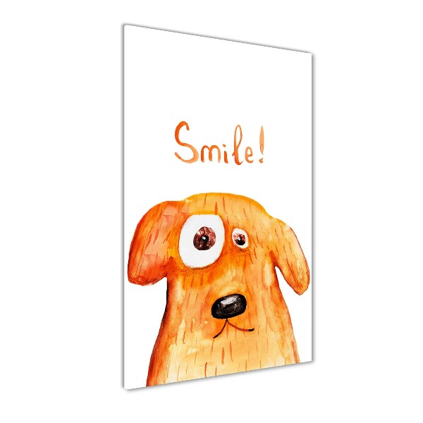 Cuadro de cristal moderno efecto brillo vertical Perro