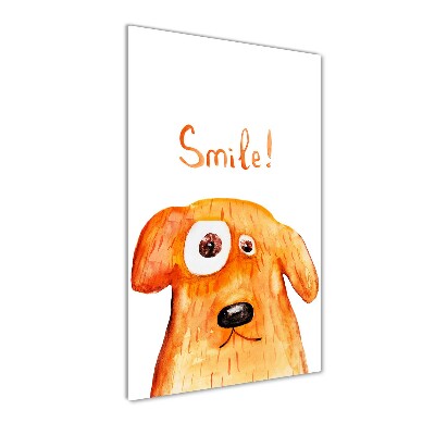 Cuadro de cristal moderno efecto brillo vertical Perro