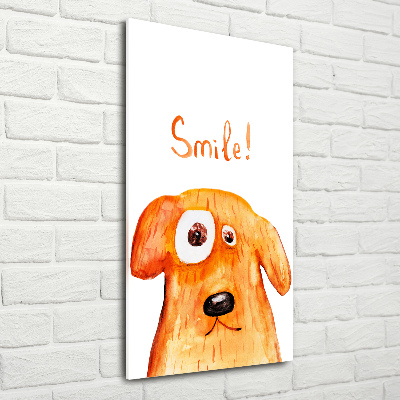 Cuadro de cristal moderno efecto brillo vertical Perro