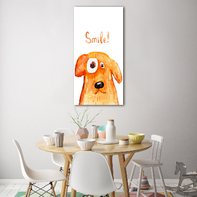 Cuadro de cristal moderno efecto brillo vertical Perro