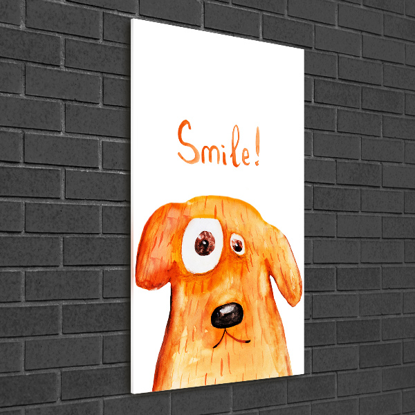 Cuadro de cristal moderno efecto brillo vertical Perro