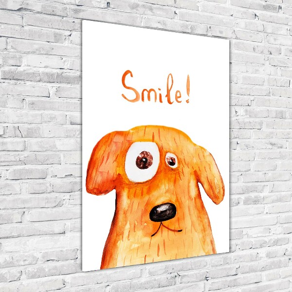 Cuadro de cristal moderno efecto brillo vertical Perro