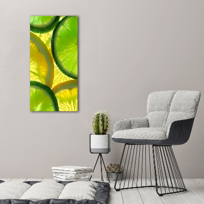 Cuadro decorativo en cristal con canto pulido vertical Lima y limón