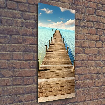 Fotocuadro de cristal elegante para hogar vertical Muelle de madera