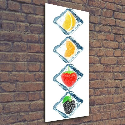 Cuadro decorativo en cristal con canto pulido vertical Fruta y hielo