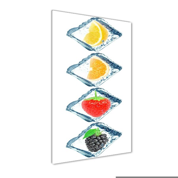 Cuadro decorativo en cristal con canto pulido vertical Fruta y hielo
