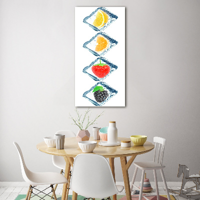 Cuadro decorativo en cristal con canto pulido vertical Fruta y hielo