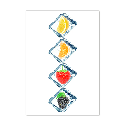 Cuadro decorativo en cristal con canto pulido vertical Fruta y hielo