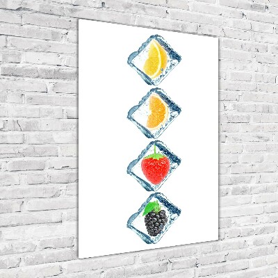 Cuadro decorativo en cristal con canto pulido vertical Fruta y hielo