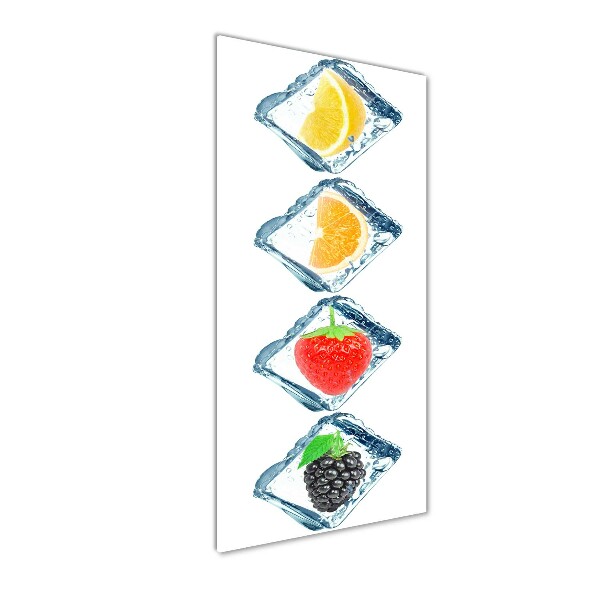Cuadro decorativo en cristal con canto pulido vertical Fruta y hielo