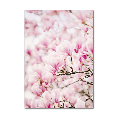 Fotocuadro de cristal elegante para hogar vertical flores de magnolia