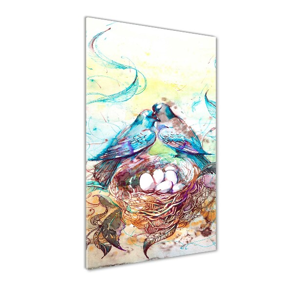 Cuadro de cristal moderno efecto brillo vertical Familia