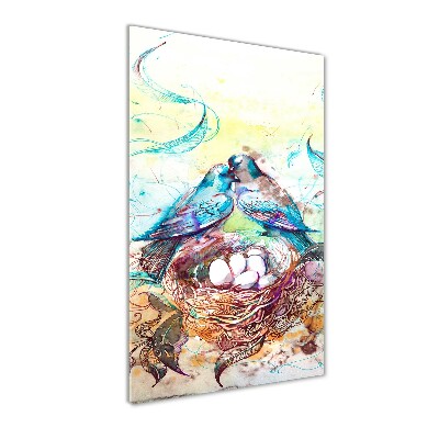 Cuadro de cristal moderno efecto brillo vertical Familia