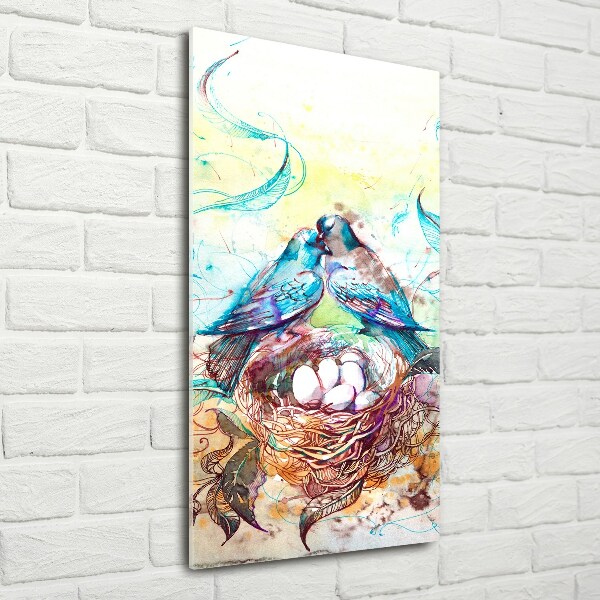 Cuadro de cristal moderno efecto brillo vertical Familia